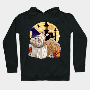 Shih Tzu Halloween Witch Pumpkin Hoodie